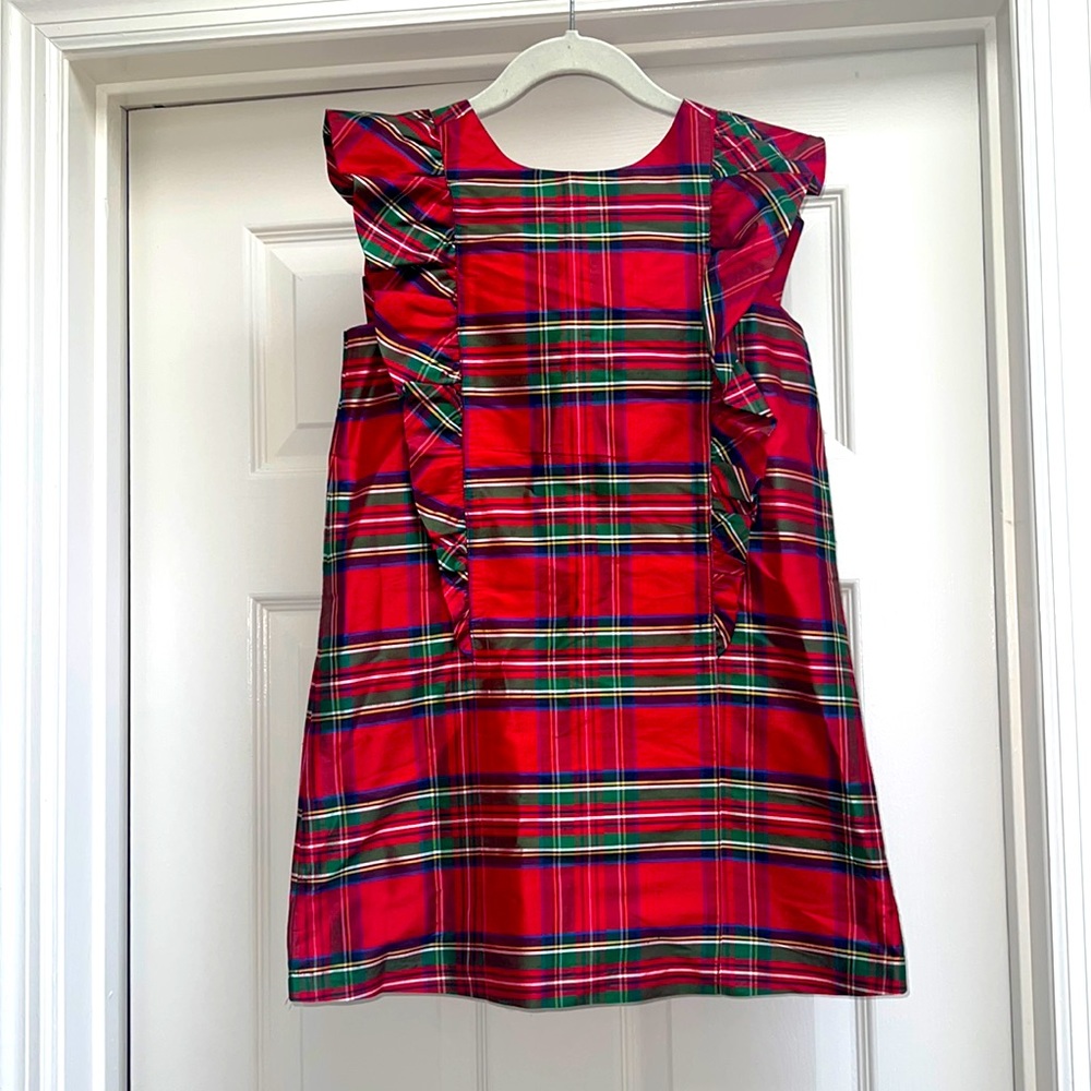 Janie & Jack silk taffeta tartan plaid dress Sz 7